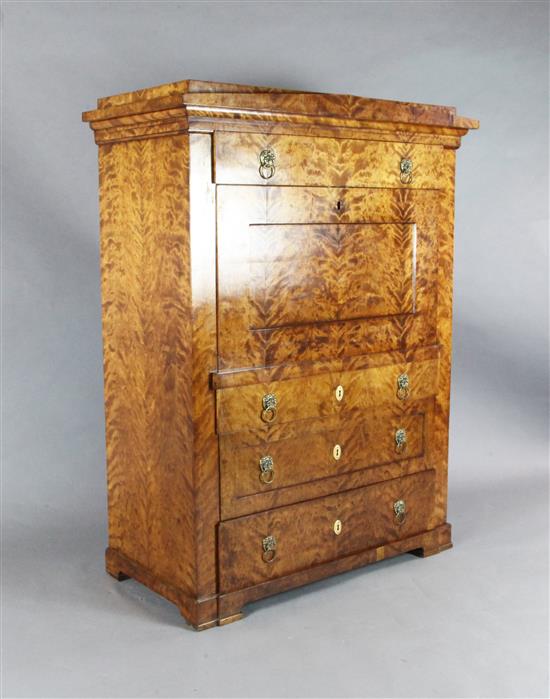 A Biedermeier satin birch secretaire à abattant, W.3ft 9in. D.1ft 11in. H.5ft A Biedermeier satin birch secretaire à abattant, W.3ft 9in. D.1ft 11in. H.5ft
